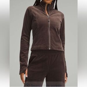 Lululemon Dark Brown Scuba Track Jacket and Wide Leg Pants. Size 6